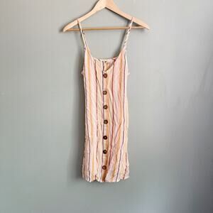 Billabong sundress striped button front mini dress pink medium